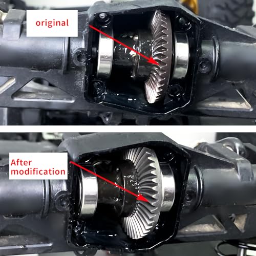 Diff Ring&Pinion Gear 43/12T 1.0M for Axial SCX6 JLU JeepTrail | Honcho AXI05000 AXI05001 1/6 RC Crawler Upgrade Parts Steel Front or Rear Spiral Cut Differential Gears - size: 43T/12/1.0 Mod