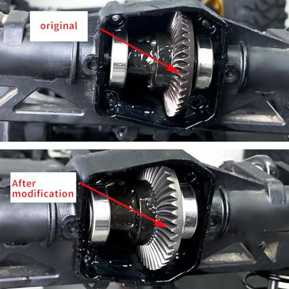 Diff Ring&Pinion Gear 43/12T 1.0M for Axial SCX6 JLU JeepTrail | Honcho AXI05000 AXI05001 1/6 RC Crawler Upgrade Parts Steel Front or Rear Spiral Cut Differential Gears - size: 43T/12/1.0 Mod