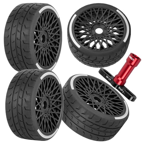 RC (4PCS) Wheels and Tires for 1/8 Typhon 6s BLX,1/7 Infraction 6S BLX/Limitless,RC Highway Truck Tires,Plastic Wheel with Foam Inserts,Black - color: Black- (Wheel Tires)