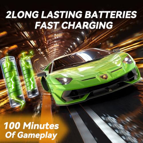 AEROQUEST 1:16 Lamborghini Remote Control Car Pistol Grip Controller | Adjustable Speed,Officially Licensed, Rechargeable, 2.4GHz, With Headlight, 12Km/h, Birthday gift，Toys for ages 4-12 - color: Green Lambo
