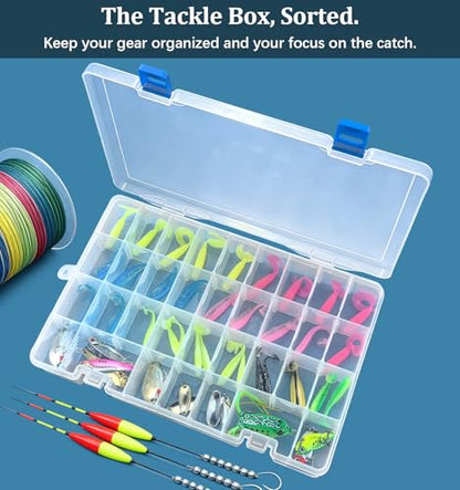 Qualsen 34 Grid Plastic Organizer box with Adjustable Dividers, Fishing Tackle Box and Bead Organizer Box for Jewelry, screw, Earrings, Art Craft, Tools, Fishing Hooks, and Small Accessories - size: 34 Gird-1pcs