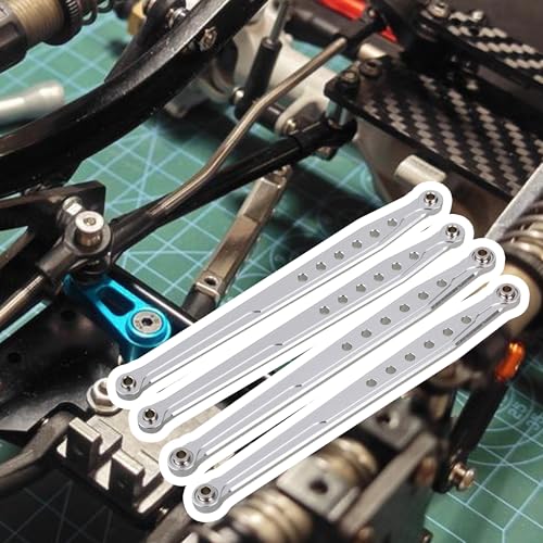 Mxfans Silver Aluminum SCX0007 SCX0010 Front & Rear Suspension Link Rod Linkage for AXIAL SCX10 Electric 4WD RC1:10 Car Set of 2