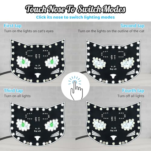 Black Cat Soldering Project, ICSTATION DIY Touch Control LED Cat Soldering Learning Kit With 3 Lighting Modes Brightness Adjustment Soldering Practice Kit for Adults College Students Education