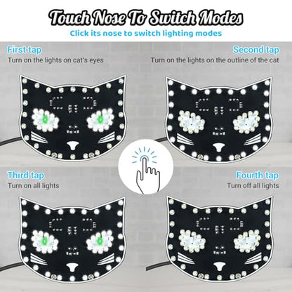 Black Cat Soldering Project, ICSTATION DIY Touch Control LED Cat Soldering Learning Kit With 3 Lighting Modes Brightness Adjustment Soldering Practice Kit for Adults College Students Education
