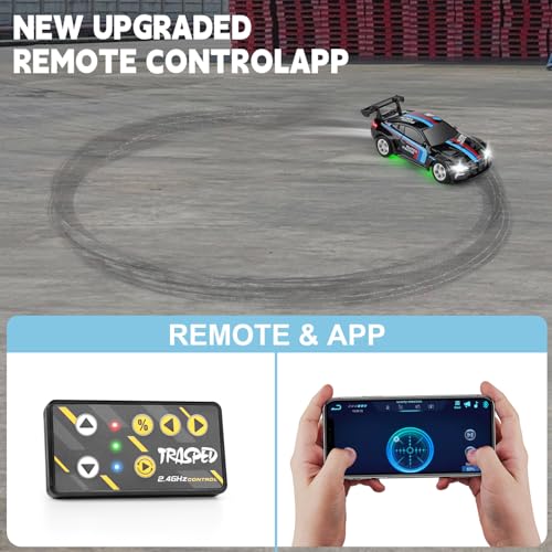 SASBSC Mini RC Toy Cars for Boys Kids Adults, 2.4GHz APP Remote Control Car with Lights and 3 Speed Modes, 1/64 Race Toy Car Rechargeable for Boys Ages 5-7 8-12,Birthday Gifts for Kids - color: Black