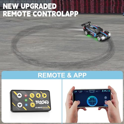 SASBSC Mini RC Toy Cars for Boys Kids Adults, 2.4GHz APP Remote Control Car with Lights and 3 Speed Modes, 1/64 Race Toy Car Rechargeable for Boys Ages 5-7 8-12,Birthday Gifts for Kids - color: Black