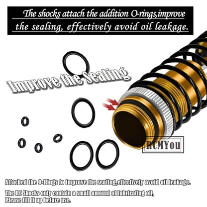 RC Shocks Absorber Upgrades Part for 1/10 Lasernut U4, Tenacity DB Pro,TENACITY TT Pro 4WD SCT,4PCS Aluminum Front Rear Big Bore RC Shocks Damper,90mm 100mm Metal Hop Ups,#LOS233011,Gold - color: Gold - 4pcs