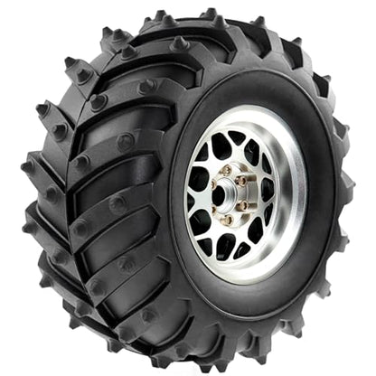 REDSPIDER • Metal 2.2 Beadlock Wheels and Tires 2.2'' Crawler Monster Spike Tire(4pcs) for 1/10 RC Crawler Car TRX4 TRX6 Axial SCX10 90046 SCX10 III AXI03007 Tamiya CC01 D90 D110 (Silver) - color: Silver