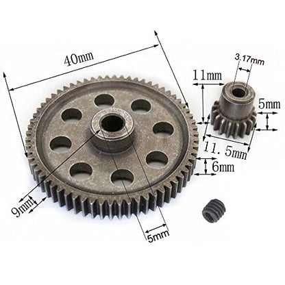 Hobbypark 11184 Steel Diff Differential Main Metal Spur Gear 64T &11119 Motor Gear 17T RC Replacement Parts for Redcat HSP 1/10 Monster Truck