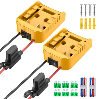2 Packs Power Wheel Adapter Compatible with Dewalt 20V Battery, Converter Kit with Switch & Fuse & Wire Terminals & 12 AWG Wire for DIY RC Car Toys Robotics - color: 2-PACK