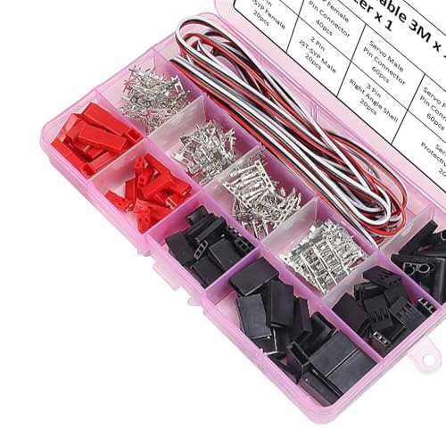 JST Servo Connector Kit 40 Sets Servo Plug Male Female Connector Crimp Pin Cable Kit Compatible JST SYP Futaba for Hitec Spektrum RC
