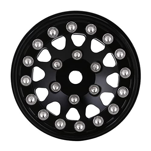 INJORA 1.0 Wheel Rims RC Metal Beadlock Wheels Rims for AX24 1/18 TRX4M All 1/24 Scale Axial SCX24 Deadbolt RC Crawler Car Upgrades Accessories(Black) - color: Black