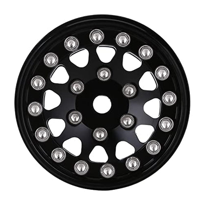 INJORA 1.0 Wheel Rims RC Metal Beadlock Wheels Rims for AX24 1/18 TRX4M All 1/24 Scale Axial SCX24 Deadbolt RC Crawler Car Upgrades Accessories(Black) - color: Black