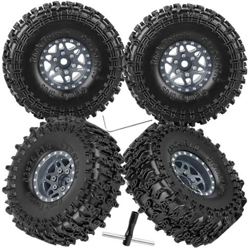 for SCX24 TRX4M 1/24 1/18 RC Crawler Car,Aluminum 1.0" Beadlock Wheel Tires Wheel Hub Wheels Rim 4PCS 1.0in Beadlock Wheel Rims Heavy Duty Rim,Titanium - color: (4PCS）Titanium