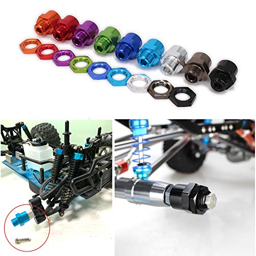 4PCS Aluminum Alloy Wheel Hex Hub 12mm Turn to 17mm Conversion Adapter for 1/10 RC Model Car Convert to use 1/8 Tires Upgrade Parts(Purple)