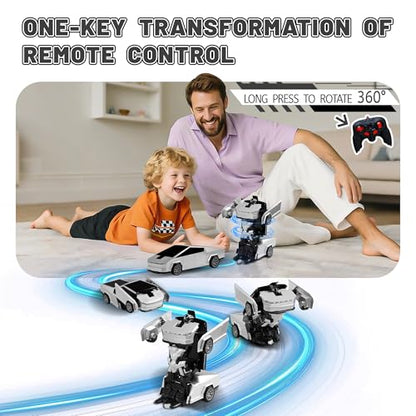 Remote Control Car Cyber-Inspired Transformer Toys Cars | 2.4Ghz One-Button Deformation 360° Rotation Drift Rc Car Robot Rc Truck Toys for 4 5 6 7 8+ Years Old Boy Toys - color: Silver