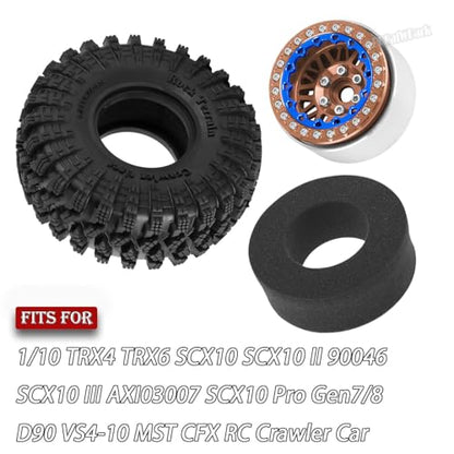 RC 1.9 Wheel Tires for 1/10 TRX4 TRX6 SCX10 SCX10 II 90046 SCX10 III AXI03007 SCX10 Pro Gen7/8 D90 VS4-10 MST CFX RC Crawler Car,12mm Hex Wheels Rims and Rubber Tires w/Sponge,Brown - color: Brown - (1.9 Beadlock Wheel)