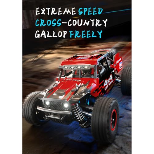 1/20 Brushless 4X4 RC Rock Crawlers for Adults, SG202-MAX Off-Road Remote Control Monster Truck with LED Lights & Metal Chassis, All Terrain High Speed RC Car Gift - color: Red, size: Brushless Version