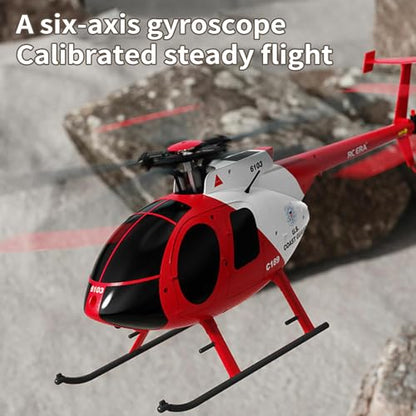 Remote Control Helicopter, C189 MD500 RC Helicopter Model, 1/28 Scale 4CH Single-Rotor Helicopters with 6-Axis Gyro and Brushless Motor, 2.4GHz RC Aircraft for Adults, 2 Batteries (Red) - color: Red