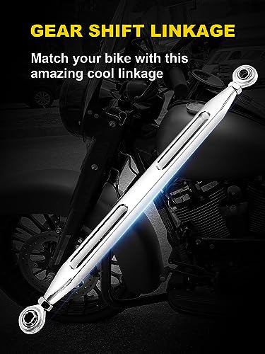Shift Linkage Chrome Shift Linkage Rod Compatible for Harley Davidson 1986-2024 Softail Dyna Fatboy Street Glide Road Glide Road King Electra Glide, AIL021BLK - color: Chrome 01