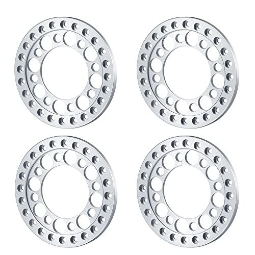 4pcs 2.2inch Aluminum RC Beadlock Wheel Replacement Ring for 1/10 RC Crawler Car 2.2" Wheels Rim (Silver) - color: Silver