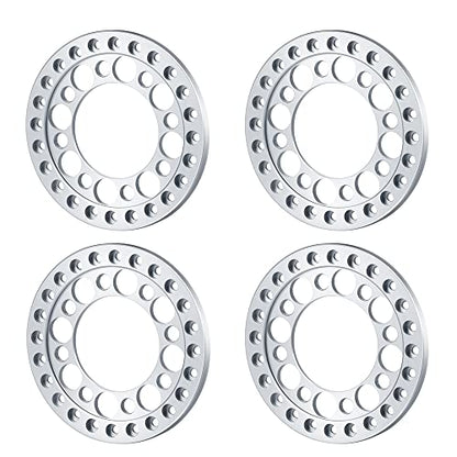4pcs 2.2inch Aluminum RC Beadlock Wheel Replacement Ring for 1/10 RC Crawler Car 2.2" Wheels Rim (Silver) - color: Silver