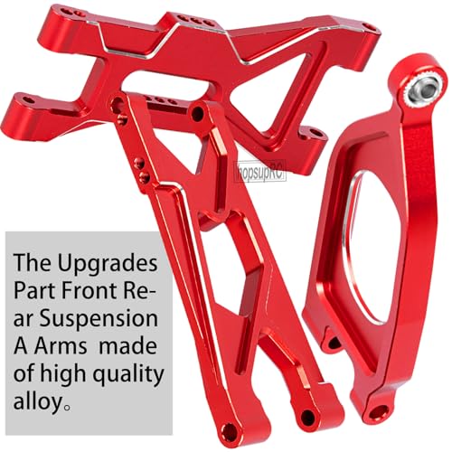 RC Aluminum Front Rear A Arms Upgrades Part for 1/10 Gorgon 4X2 2WD Gorgon Monster Truck(ARA3230T1),Alloy Front Rear Suspension A Arms Hops Up,Red(6PCS) - color: Red(6pcs)