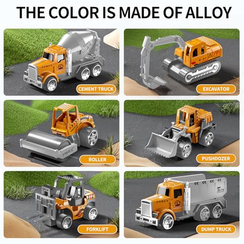 NIPLOOOW Toddler Boys Construction Truck Vehicle Toy Set with Play Mat and Die-Cast Toy Car, Transport Carrier Truck for Kids 3-5, Birthday Gifts Toys for 3-8 Year Old Boys - style: Construction truck