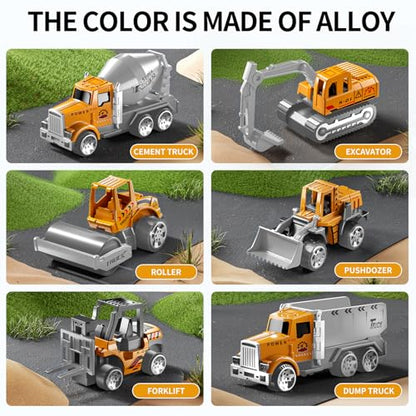 NIPLOOOW Toddler Boys Construction Truck Vehicle Toy Set with Play Mat and Die-Cast Toy Car, Transport Carrier Truck for Kids 3-5, Birthday Gifts Toys for 3-8 Year Old Boys - style: Construction truck