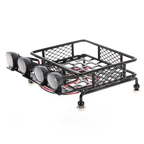 mewmewcat Roof Rack Luggage Carrier with Light Bar for 1/10 RC Crawler Axial SCX10 D90 110 TRAX4 HSP RC Car Parts