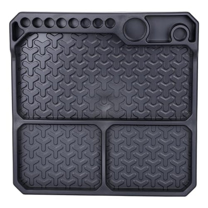 1/10 1/18 1/24 Rc Car Organizer Tray Silicone Tool Holder Storage Box 155x155mm Models Upgrade Replacement Modify Parts RC Car Repair Kit - color: Black