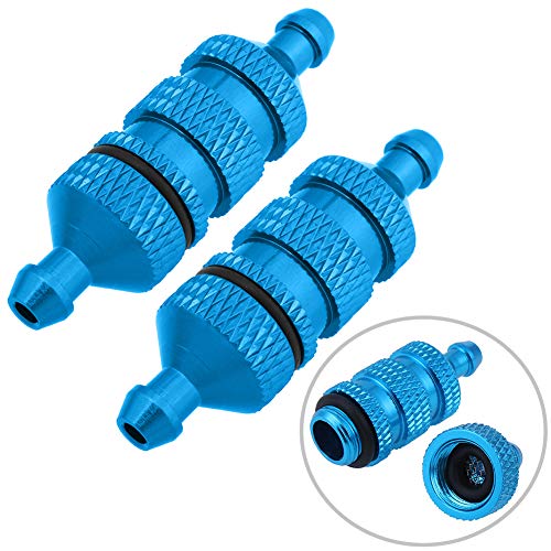 Aluminum Nitro Fuel Filter for 1/10 Traxxas Redcat Exceed RC Nitro Power Car Monster Trucks Off Road Buggy (2-Pack) (Blue)