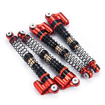 Aluminum RC Shocks Adjustable 53mm Long Shock Absorber Damper for 1/24 Axial Modified Scx24 Vehicles Upgrade Parts (Red) - color: Red