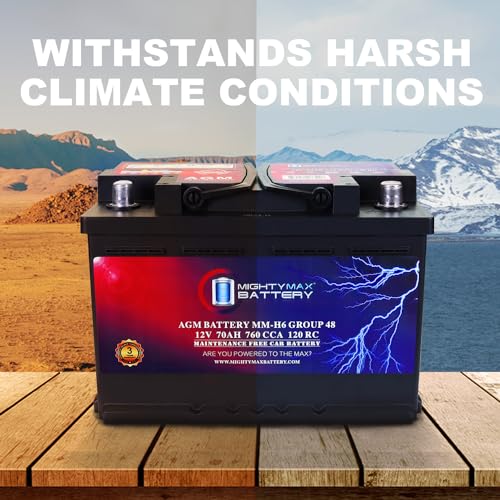Mighty Max Battery MM-H6 Start and Stop Car BCI Group Size 48 12V 70 AH, 120RC, 760 CCA Rechargeable AGM Car Battery - style: Group 48