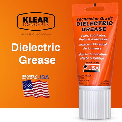 Dielectric Grease, Non-Conductive Technician Grade Silicone Grease, 3.3 oz | Klear Concepts Silicone Electrical Grease for Connectors, Spark Plugs & Rubber Parts, Automotive Formula, Made in the USA