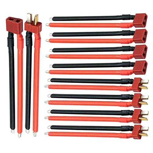 5Pairs T Plug Connector Female & Male with 12AWG 10cm Gauge Silicone for RC Lipo Battery Cable Drone Car - style: T plug