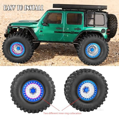 RC Aluminum 2.2”Beadlock Wheel Tires Set for 1/10 RC Crawler Car,TRX6 TRX4 SCX10 II III 90046 D90 Gen8 MST CFX VS4-10,RC Wheels 2.2 Beadlock Wheel Rims,(4PCS) Silver - color: Silver -(Rc Wheels Tires)