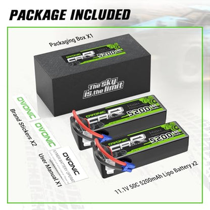 OVONIC 3S Lipo Battery 50C 5200mAh 11.1V Lipo Battery with EC5 Connector for Arrma 1/5 1/8 1/10 RC Car and Truck