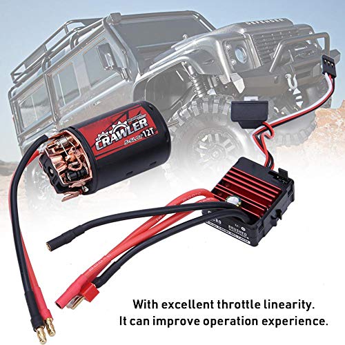 Dilwe RC Brushed Motor, 5-Slot 550 Brushed Motor + 80A ESC Combo Set Upgrade Parts Compatible with 1/10 RC Crawler Car Truck (12T)