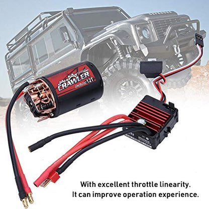 Dilwe RC Brushed Motor, 5-Slot 550 Brushed Motor + 80A ESC Combo Set Upgrade Parts Compatible with 1/10 RC Crawler Car Truck (12T)