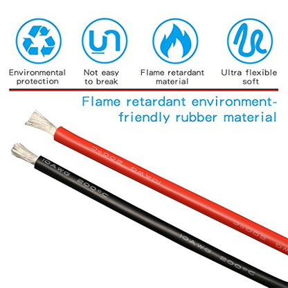BNTECHGO 10 Gauge Silicone Wire 3 ft red and 3 ft Black Flexible 10 AWG Stranded Tinned Copper Wire - color: Silicone Wire Red and Black, size: 10 AWG 3ft red and 3ft black