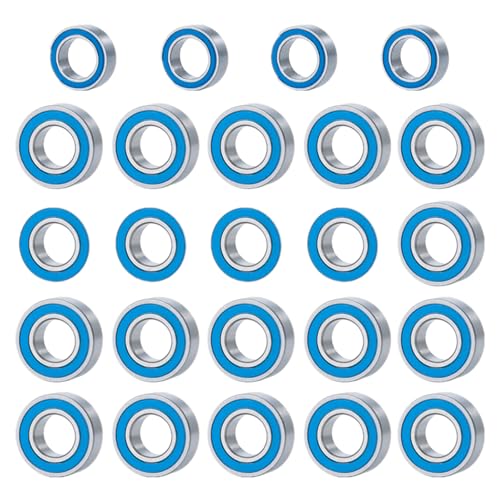 24PCS Sealed Bearing Kit for Tamiya Super Clod Buster Bullhead | Clod Buster RC Crawler Car Upgrade Parts Steel Rubber Bearings