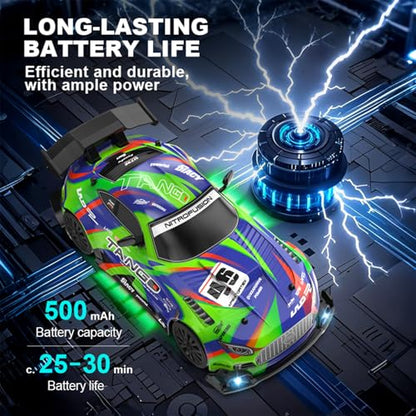 1:24 Scale RC Drift Car 4WD 2.4GHz High Speed Racing Sport Toy Car with LED Lights, Racing and Drift Wheels (E81-Blue) - style: E81-Blue