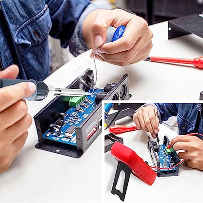 Soldering Iron Kit, 80W Electric Solder iron, Adjustable Temperature (180°C- 500°C）, With Multimeter, Magnifier Welding Helping Hand, Heat shrink tubing, Solder Wire, Desoldering pump. - color: Red (14-in-1 Soldering Iron Kit)