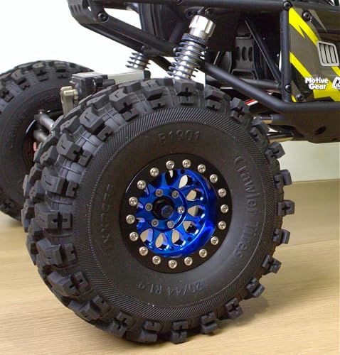 RC 1.9 Inch Beadlock Wheels Negative Offsets 8mm Rims Hex 12mm Aluminum Wheel for TRX4 TRX6 SCX10 Gen8 1/10 RC Crawler Remote Control Car Upgrades Accessories 4PCS (Blue Black) - color: Blue Black
