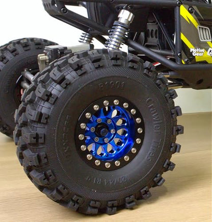 RC 1.9 Inch Beadlock Wheels Negative Offsets 8mm Rims Hex 12mm Aluminum Wheel for TRX4 TRX6 SCX10 Gen8 1/10 RC Crawler Remote Control Car Upgrades Accessories 4PCS (Blue Black) - color: Blue Black