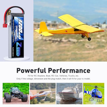 Zeee 3S Lipo Battery 3200mAh 11.1V 50C Soft Case Battery with T Connector for RC Airplane RC Helicopter RC Car RC Truck RC Boat UAV Drone FPV(2 Pack)