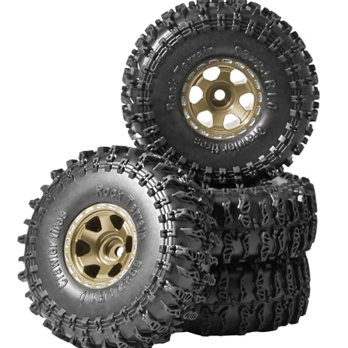 1.0 Beadlock Wheel Soft Tire Set RC Upgrade Part for Traxxas 1/18 TRX4M 1/24 RC Crawlers car Axial SCX24 FMS FCX24 Gladiator Bronco C10 JLU Deadbolt B17 Upgrade.(4Pcs/Set) - color: Coffee
