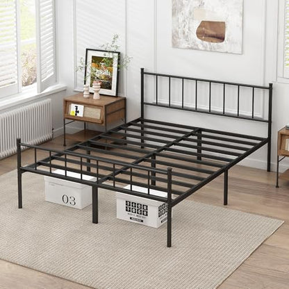 DIIYIV Queen Metal Bed Frame,Steel Slat Support,Noise Free,Easy Assembly | Queen Size Bed,Mattress Foundation,Underbed Storage,No Box Spring Needed - size: Queen