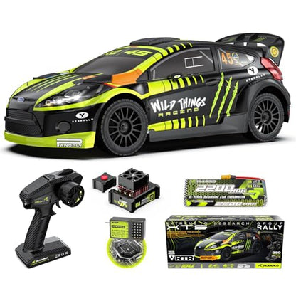 CROBOLL 1/10 Brushless Carbon Fiber RC Rally Cars with Gyro, Max 50 mph,RTR | RLAARLO Fast RC Car 2.4Ghz All Terrain Remote Control Car, Waterproof 4x4 Hobby RC Truck with 3S Battery - color: Green